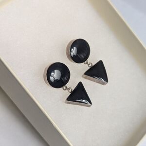 Onyx Post Geometric Earrings